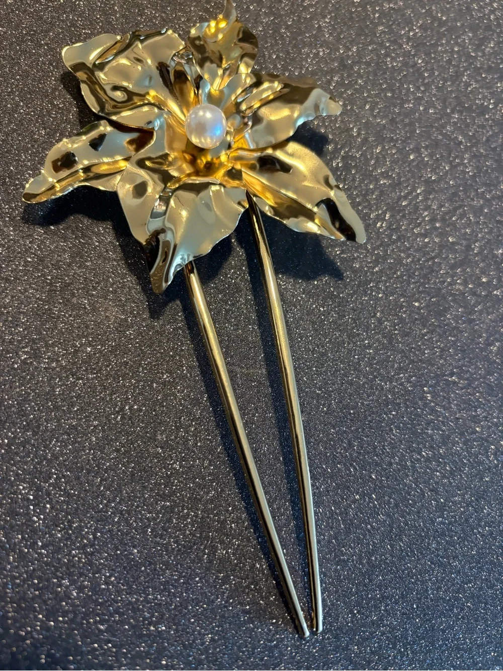 Gold Floral Pearl Brooch Pin for Women